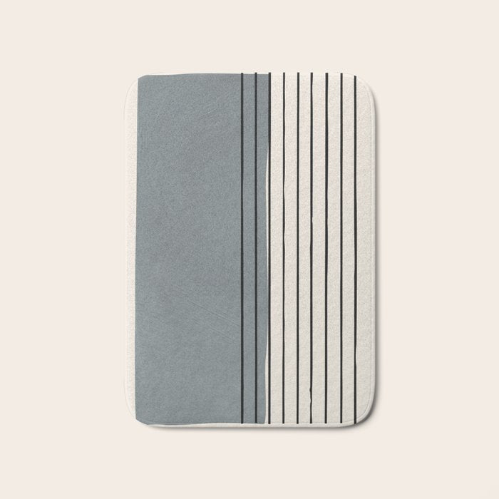 Gray and Black Minimalist Lines Bath Mat Gallery Image 1