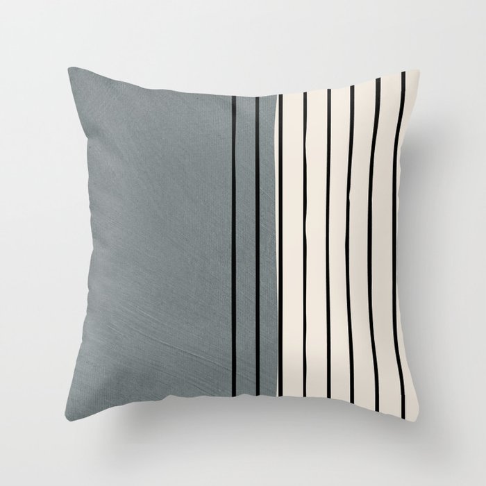 Gray and Black Minimalist Lines Throw Pillow Gallery Image 1