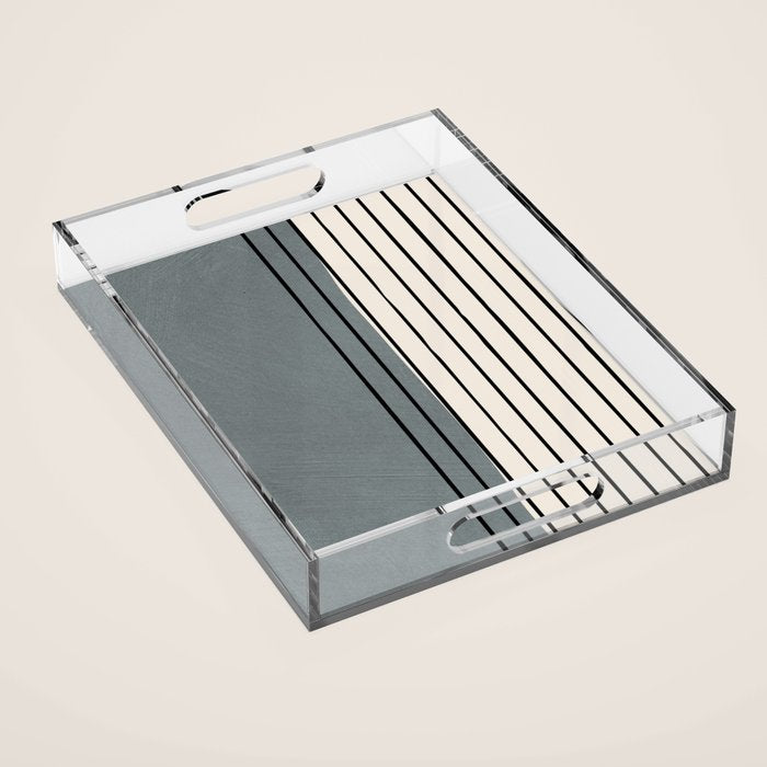 Gray and Black Minimalist Lines Acrylic Tray Gallery Image 1