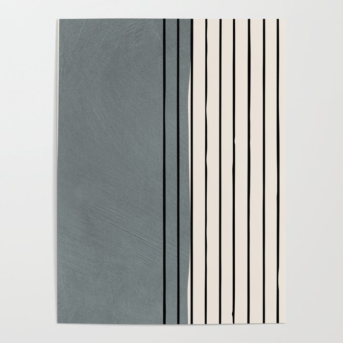 Gray and Black Minimalist Lines Poster Gallery Image 1