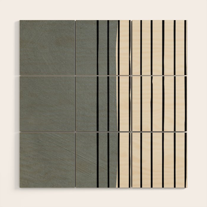 Gray and Black Minimalist Lines Wood Wall Art Gallery Image 1