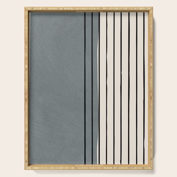 Gray and Black Minimalist Lines Serving Tray Gallery Image 1