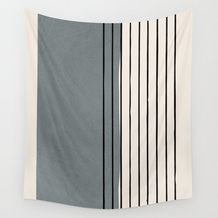 Gray and Black Minimalist Lines Wall Tapestry Gallery Image 4