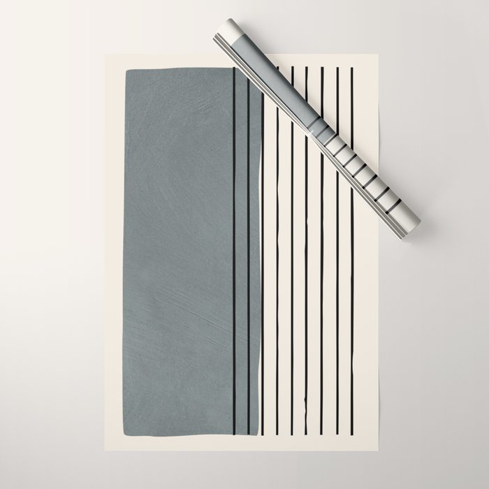 Gray and Black Minimalist Lines Wrapping Paper Gallery Image 1