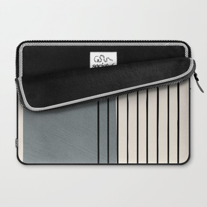 Gray and Black Minimalist Lines Laptop Sleeve Gallery Image 2