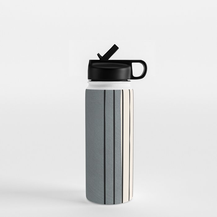 Gray and Black Minimalist Lines Water Bottle Gallery Image 1