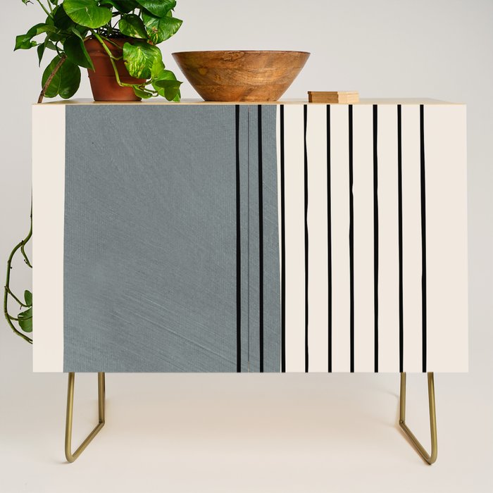 Gray and Black Minimalist Lines Credenza Gallery Image 1