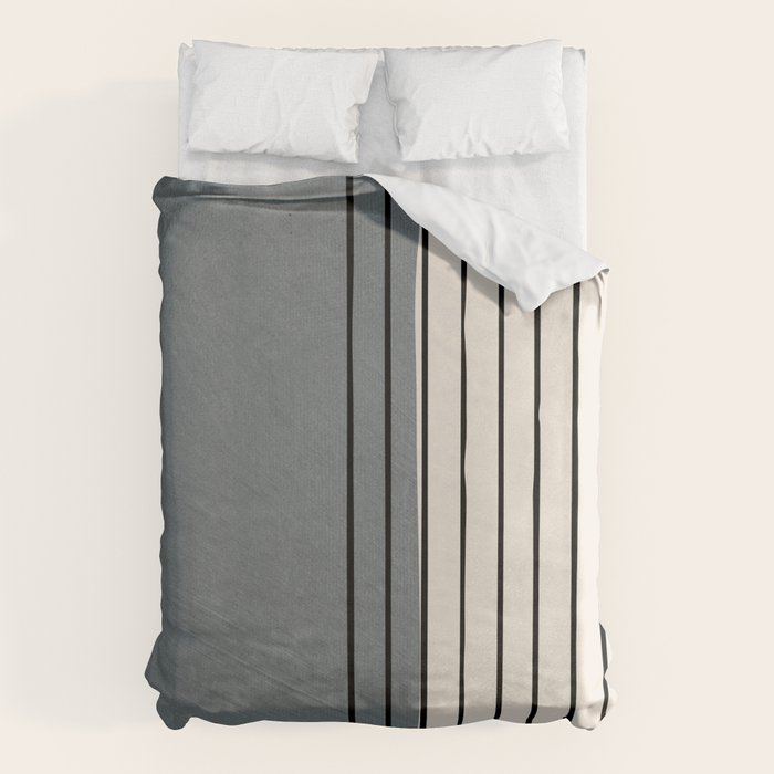 Gray and Black Minimalist Lines Duvet Cover Gallery Image 1