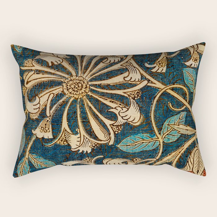 Honeysuckle (1876) by William Morris, Abstract II Antique Vintage Victorian Jugendstil Art Nouveau Rectangular Pillow Gallery Image 2