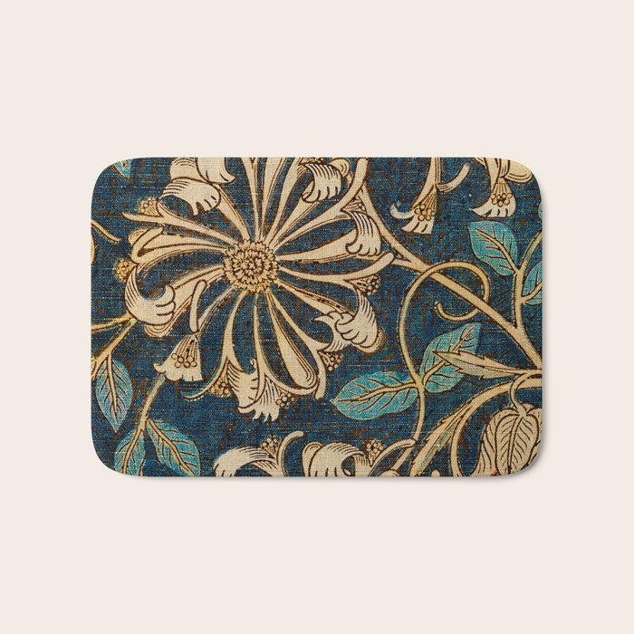Honeysuckle (1876) by William Morris, Abstract II Antique Vintage Victorian Jugendstil Art Nouveau Bath Mat Gallery Image 1
