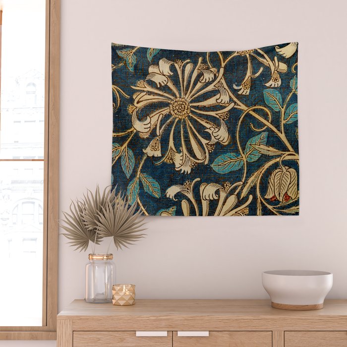 Honeysuckle (1876) by William Morris, Abstract II Antique Vintage Victorian Jugendstil Art Nouveau Wall Tapestry Gallery Image 2