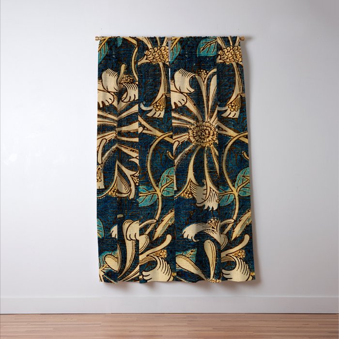 Honeysuckle (1876) by William Morris, Abstract II Antique Vintage Victorian Jugendstil Art Nouveau Window Curtain Gallery Image 3
