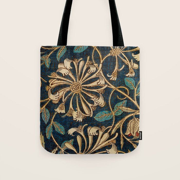 Honeysuckle (1876) by William Morris, Abstract II Antique Vintage Victorian Jugendstil Art Nouveau Tote Bag Gallery Image 1
