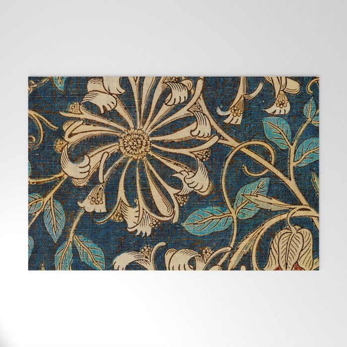 Honeysuckle (1876) by William Morris, Abstract II Antique Vintage Victorian Jugendstil Art Nouveau Welcome Mat Gallery Image 1