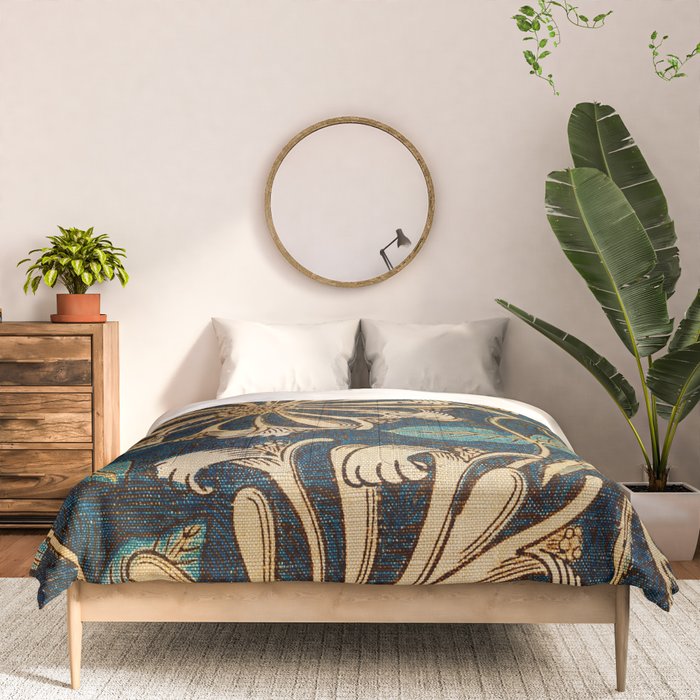 Honeysuckle (1876) by William Morris, Abstract II Antique Vintage Victorian Jugendstil Art Nouveau Comforter Gallery Image 3