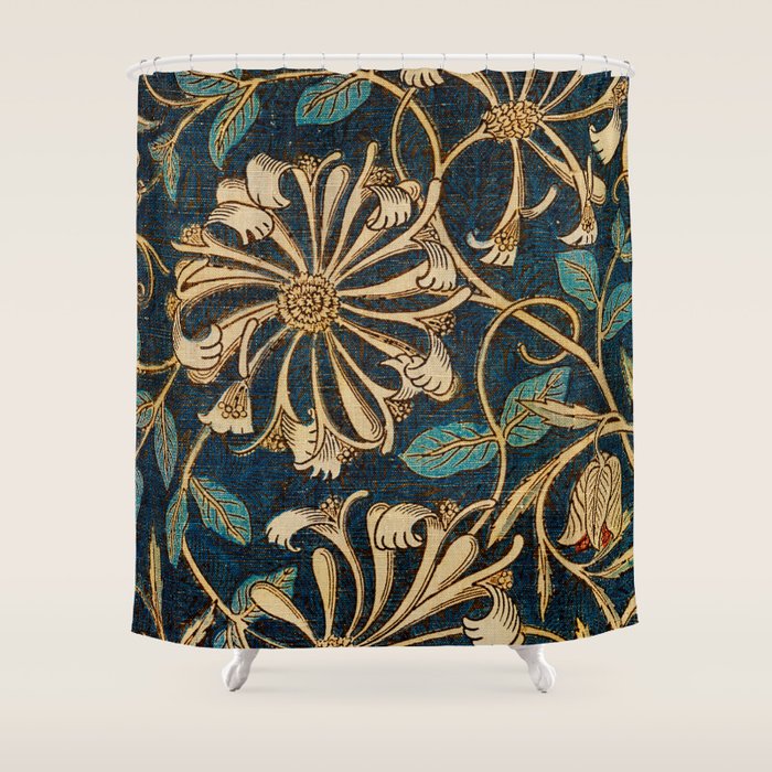 Honeysuckle (1876) by William Morris, Abstract II Antique Vintage Victorian Jugendstil Art Nouveau Shower Curtain Gallery Image 1