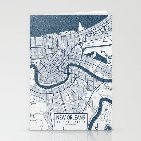 New Orleans City Map of Louisiana, USA - Coastal Stationery Card Gallery Image 2