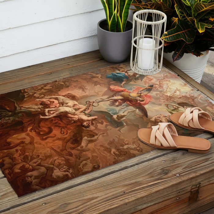 Fall of the Rebel Angels Renaissance Painting Outdoor Rug Gallery Image 2
