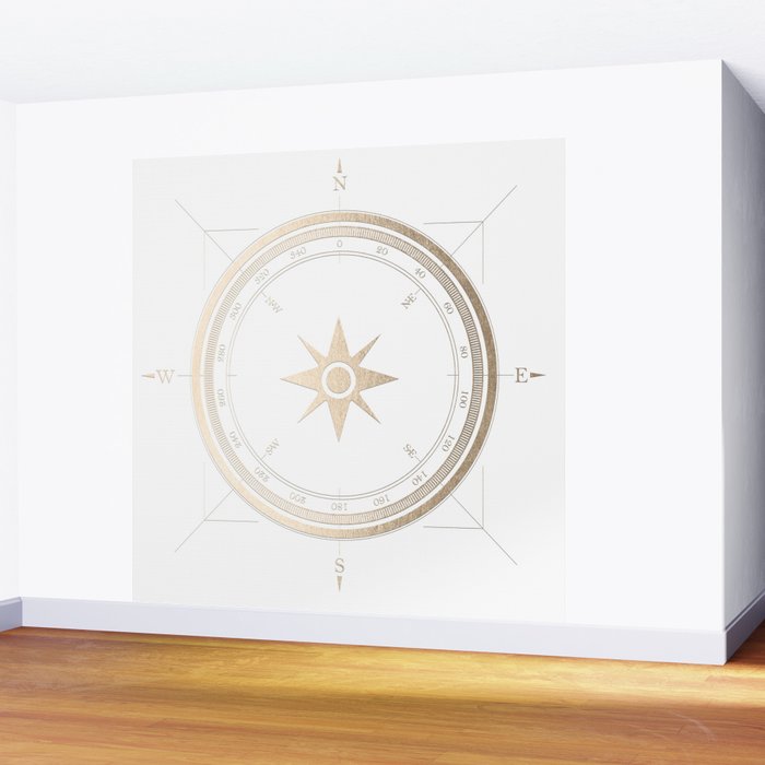 Gold Compass on White II Wall Mural Gallery Image 2