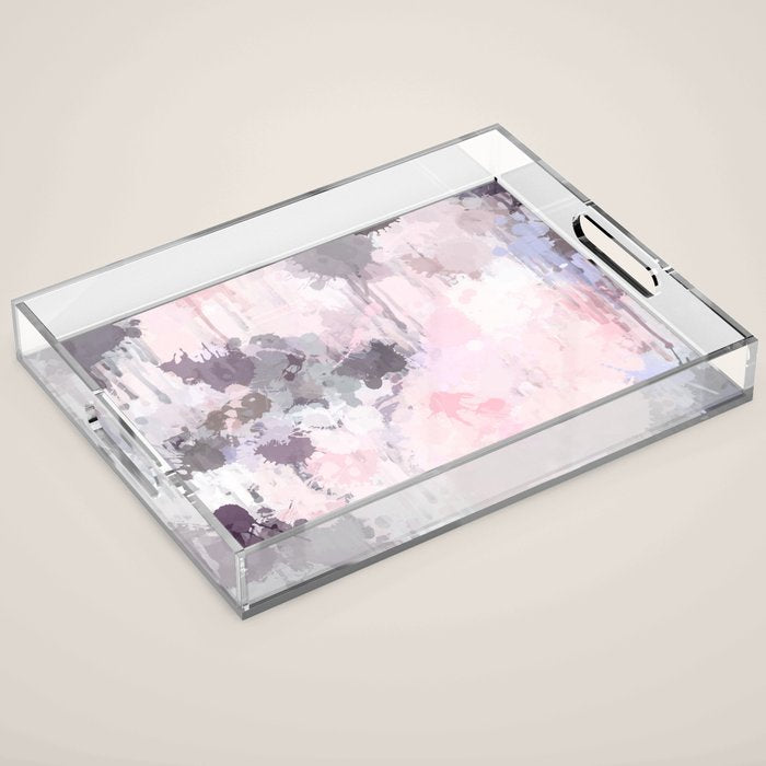 Modern Contemporary soft Pastel Pink Grey Abstract Acrylic Tray Gallery Image 1