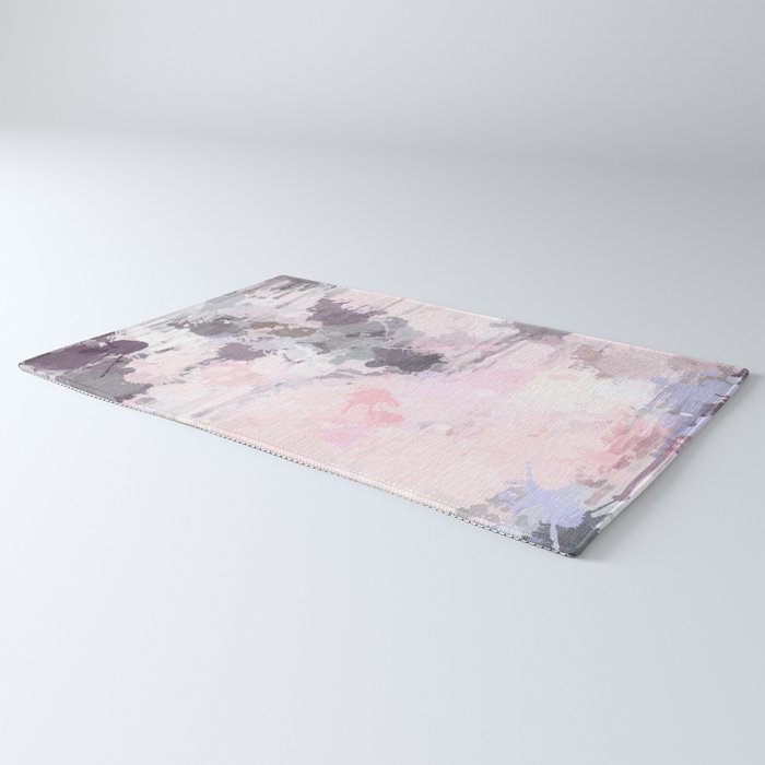 Modern Contemporary soft Pastel Pink Grey Abstract Rug Gallery Image 3
