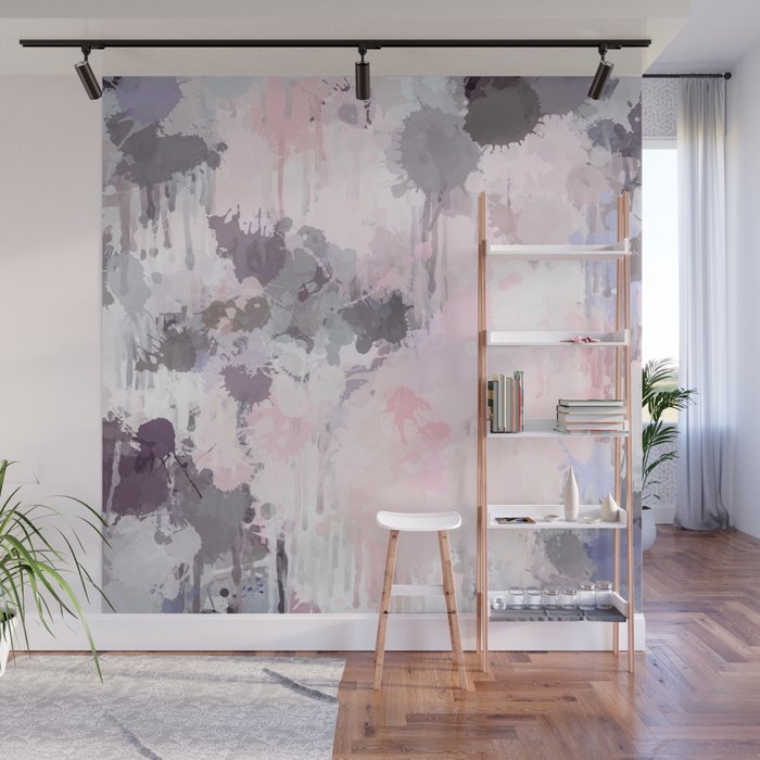 Modern Contemporary soft Pastel Pink Grey Abstract Wall Mural Gallery Image 1