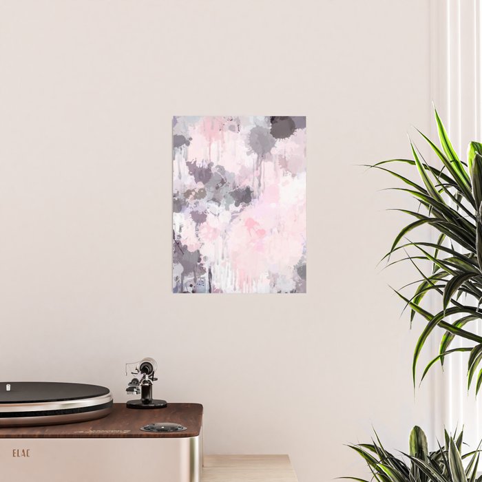 Modern Contemporary soft Pastel Pink Grey Abstract Poster Gallery Image 2
