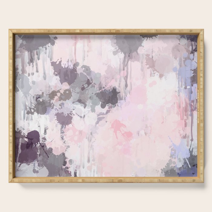 Modern Contemporary soft Pastel Pink Grey Abstract Serving Tray Gallery Image 1