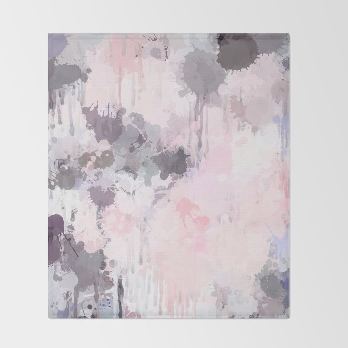 Modern Contemporary soft Pastel Pink Grey Abstract Throw Blanket Gallery Image 2