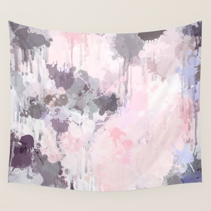 Modern Contemporary soft Pastel Pink Grey Abstract Wall Tapestry Gallery Image 4