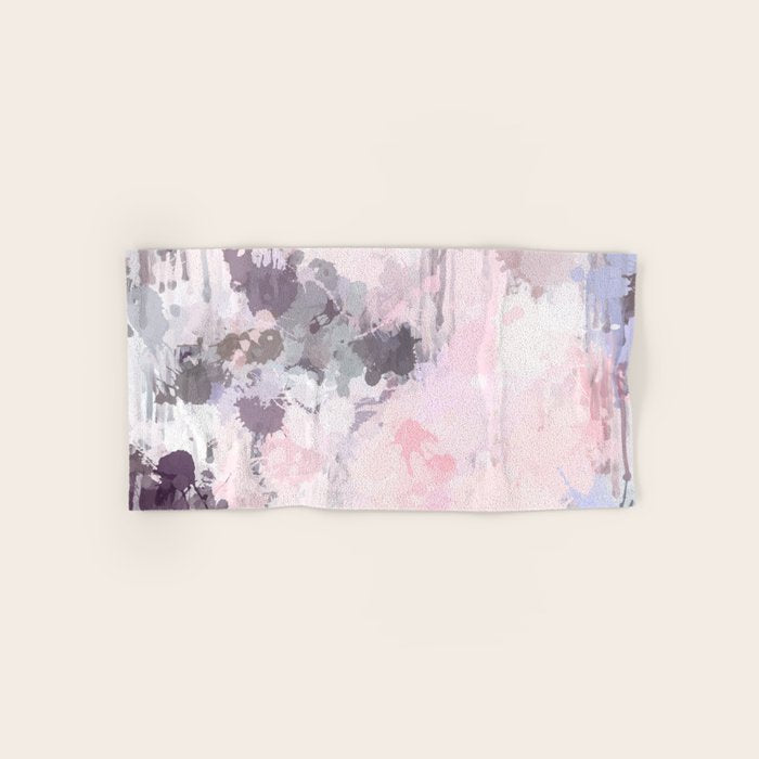 Modern Contemporary soft Pastel Pink Grey Abstract Bath Towel Gallery Image 1