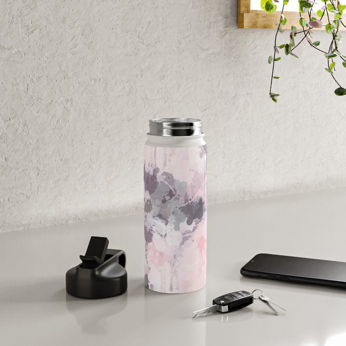Modern Contemporary soft Pastel Pink Grey Abstract Water Bottle Gallery Image 4