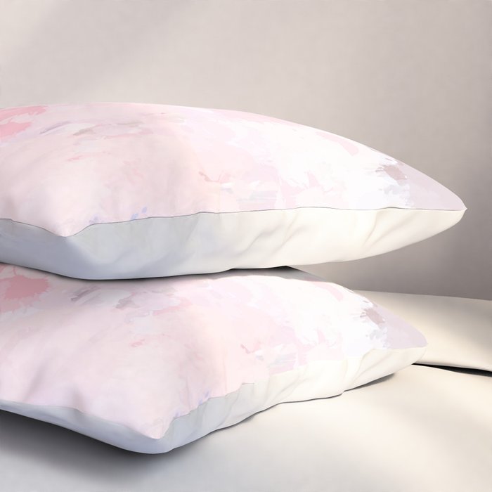 Modern Contemporary soft Pastel Pink Grey Abstract Pillow Sham Gallery Image 3