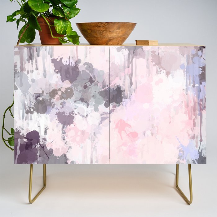 Modern Contemporary soft Pastel Pink Grey Abstract Credenza Gallery Image 1