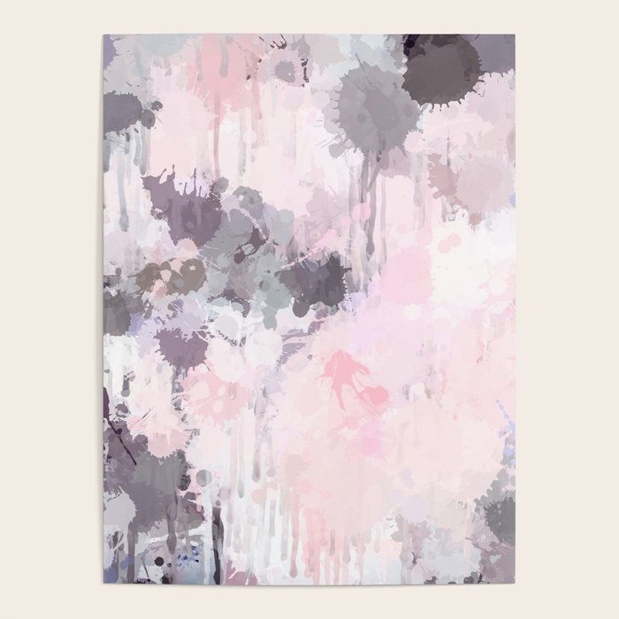 Modern Contemporary soft Pastel Pink Grey Abstract Poster Gallery Image 4