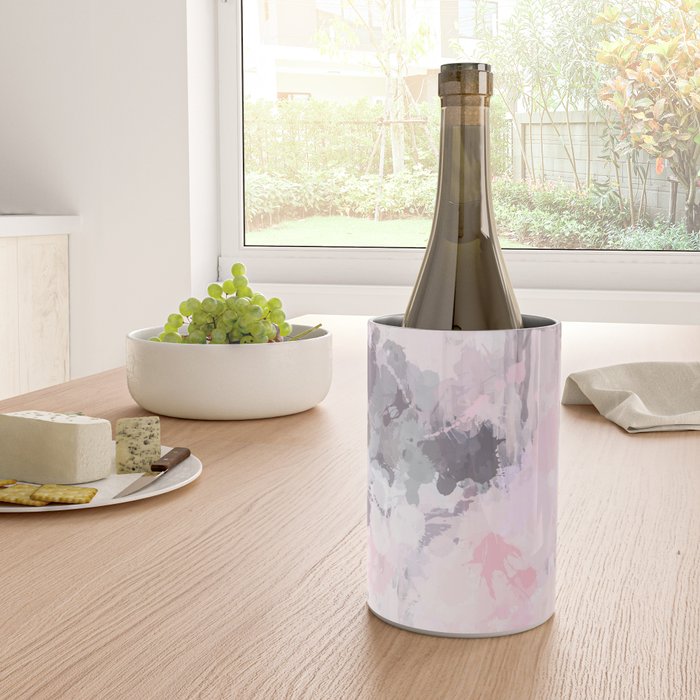 Modern Contemporary soft Pastel Pink Grey Abstract Wine Chiller Gallery Image 4