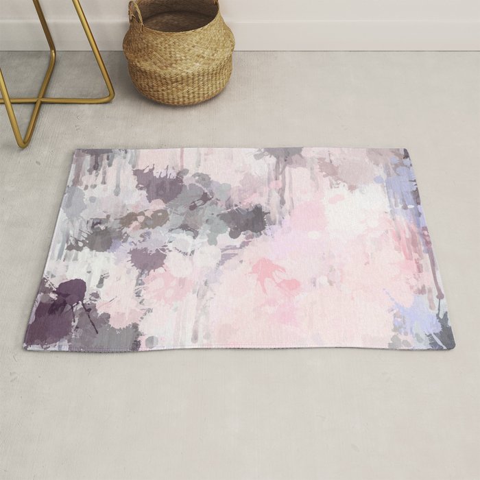Modern Contemporary soft Pastel Pink Grey Abstract Rug Gallery Image 1