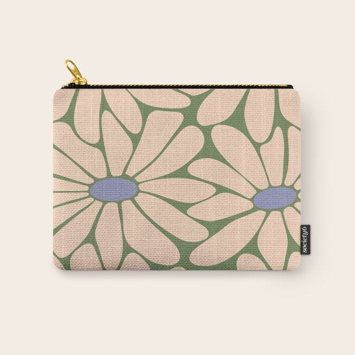 Big Daisy - Groovy Flower Green, Off-white and Blue Carry All Pouch Gallery Image 1