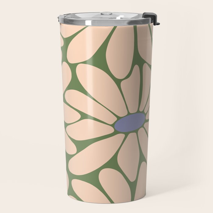 Big Daisy - Groovy Flower Green, Off-white and Blue Travel Mug Gallery Image 2