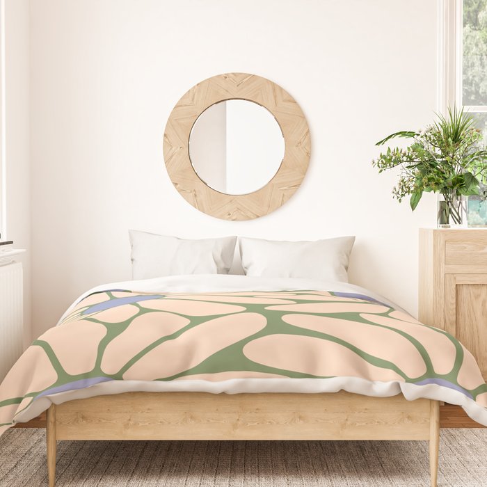 Big Daisy - Groovy Flower Green, Off-white and Blue Duvet Cover Gallery Image 3