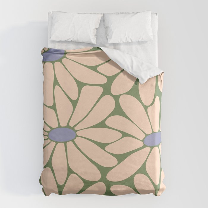 Big Daisy - Groovy Flower Green, Off-white and Blue Duvet Cover Gallery Image 6
