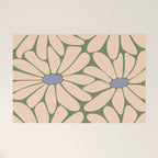 Big Daisy - Groovy Flower Green, Off-white and Blue Welcome Mat Gallery Image 1