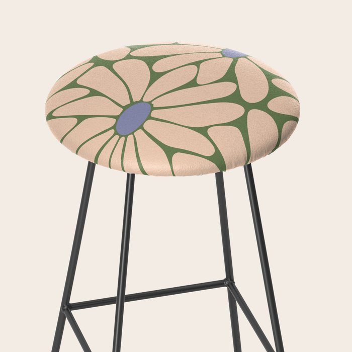 Big Daisy - Groovy Flower Green, Off-white and Blue Stool Gallery Image 2