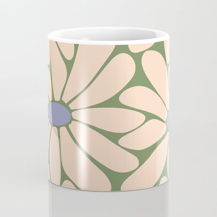 Big Daisy - Groovy Flower Green, Off-white and Blue Coffee Mug Gallery Image 4