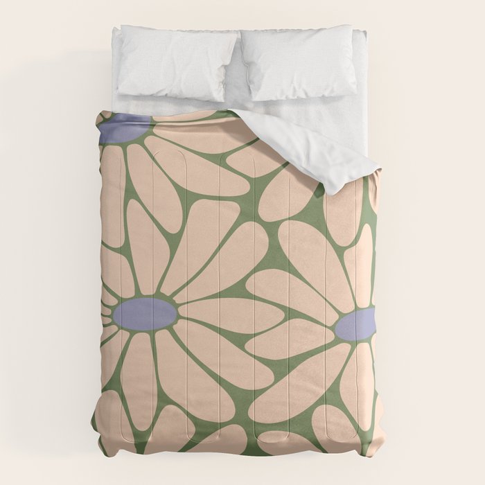 Big Daisy - Groovy Flower Green, Off-white and Blue Comforter Gallery Image 1