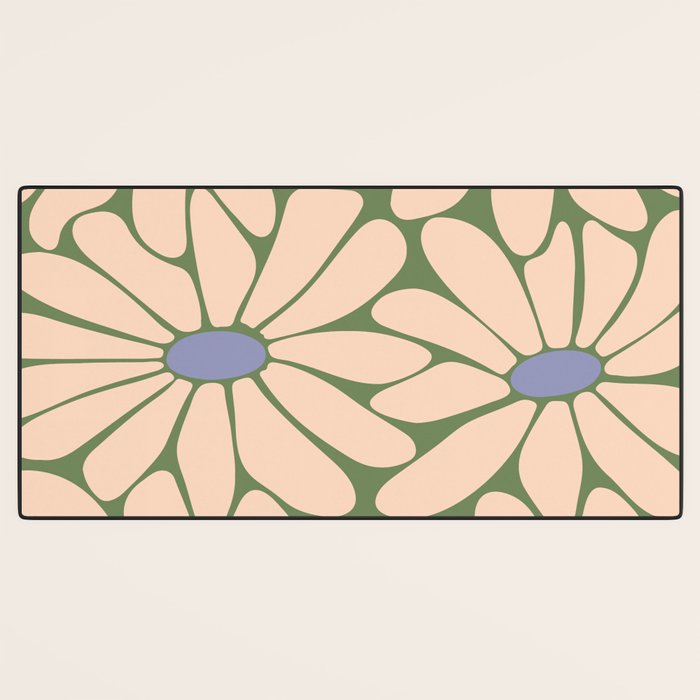 Big Daisy - Groovy Flower Green, Off-white and Blue Desk Mat Gallery Image 3