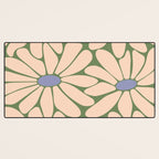 Big Daisy - Groovy Flower Green, Off-white and Blue Desk Mat Gallery Image 3