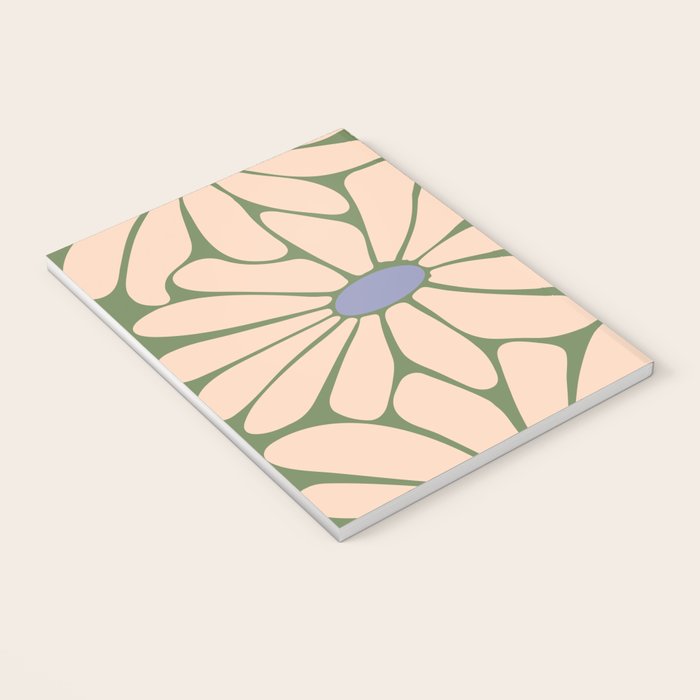 Big Daisy - Groovy Flower Green, Off-white and Blue Notebook Gallery Image 3