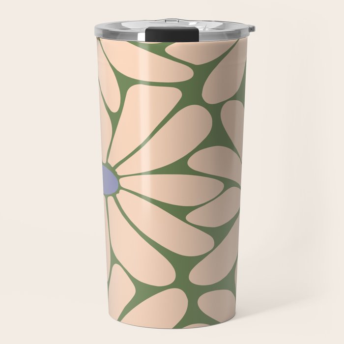 Big Daisy - Groovy Flower Green, Off-white and Blue Travel Mug Gallery Image 1