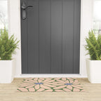Big Daisy - Groovy Flower Green, Off-white and Blue Welcome Mat Gallery Image 3